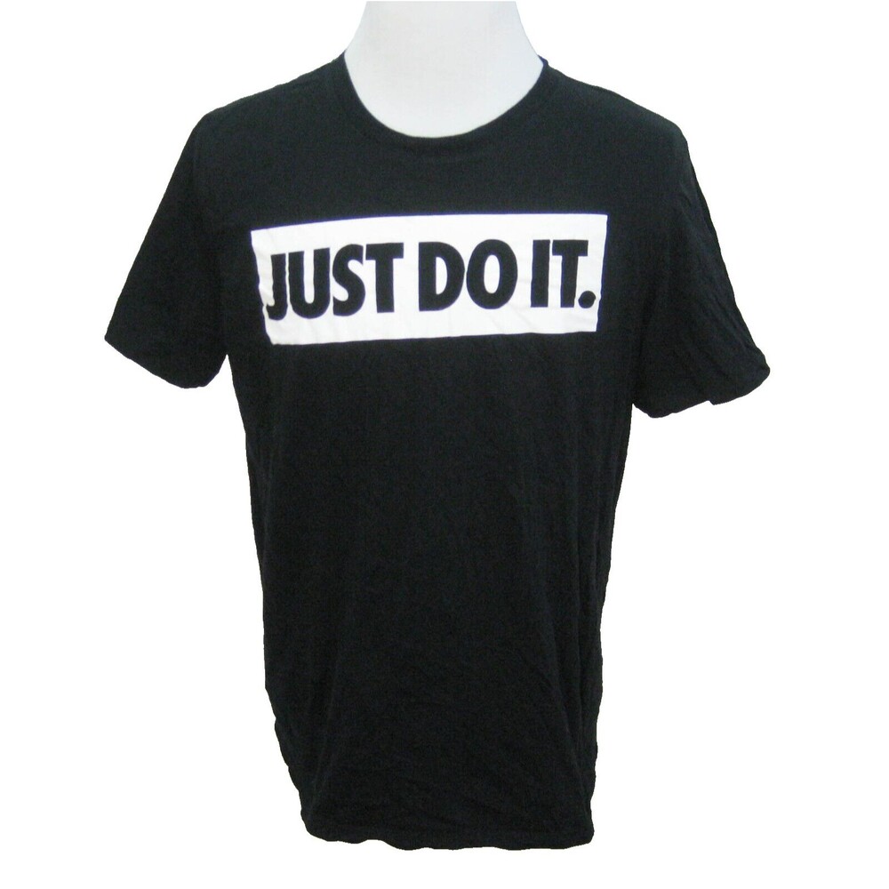 NIKE Men's (Size Large) Black Short Sleeve 100% Cotton Graphic Logo T-Shirt Top